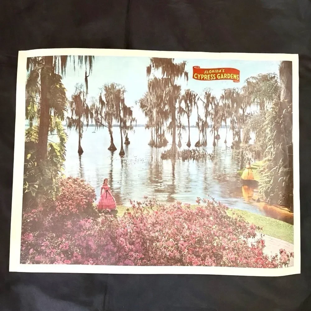 Vintage Florida Cypress Gardens Poster Southern Belle Spanish Moss Art Poster
